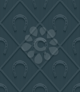Dark gray horseshoes wallpaper. 3d seamless background. Vector EPS10.