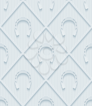 Light gray horseshoes wallpaper. 3d seamless background. Vector EPS10.