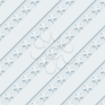 Light gray stars and stripes wallpaper. 3d seamless background. Vector EPS10.