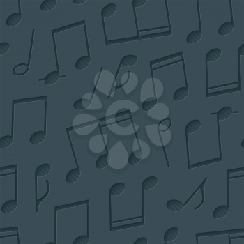 Dark gray musical wallpaper. 3d seamless background. Vector EPS10.