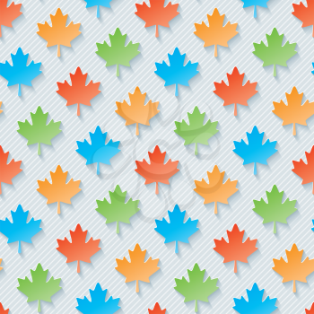 Multicolor maple leaves wallpaper. 3d seamless background. Vector EPS10.