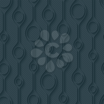 Dark gray perforated paper with cut out effect. Abstract 3d seamless background. Vector EPS10.