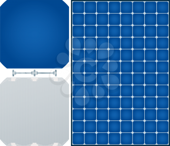 High efficiency solar panel. Front and back side of monocrystalline solar cell and dogbone link.