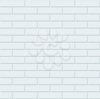 White bricks wall seamless background. Neutral tileable pattern of brickwall. Vector EPS10.