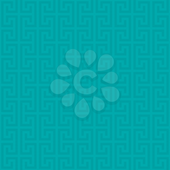 Turquoise Classic meander seamless pattern. Greek key neutal tileable linear vector background.