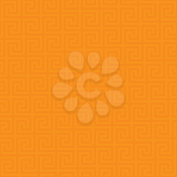 Orange Classic meander seamless pattern. Greek key neutal tileable linear vector background.