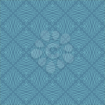 Neutral Seamless Linear Pattern. Tileable Geometric Outline Ornate. Vintage Flourish Vector Background. Iisland Paradise and Niagara colors.