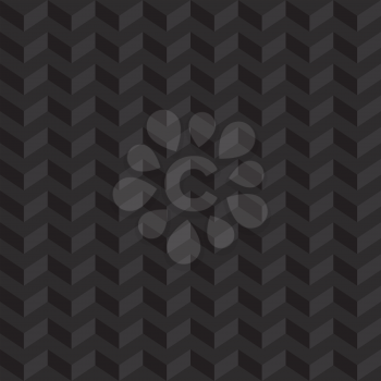 Black Isometric Chevron Pattern. Neutral Seamless Herringbone Wallpaper Pattern for Modern Design in Flat Style. Tileable Geometric Tech Vector Background.