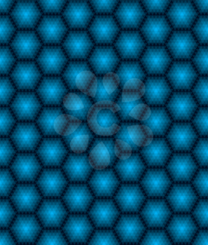 Hexagonal seamless pattern. Geometric vector background in blue color.
