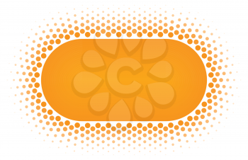 Orange Halftone rounded rectangle frame vector design element on white background. Halftoned Dots Flyer With Fade Effect. Half Tone Button with copy space.