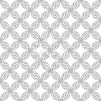 Black and white Seamless Linear Pattern. Monochrome Tileable Geometric Outline Ornate. Celtic Knotwork Vector Background.