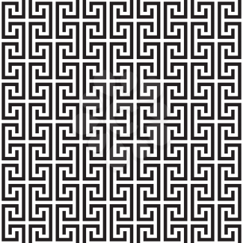 Black and white Classic meander seamless pattern. Greek key neutal tileable linear vector background.