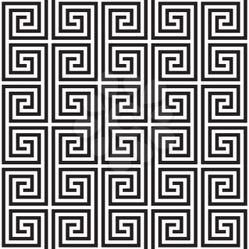 Black and white Classic meander seamless pattern. Greek key neutal tileable linear vector background.