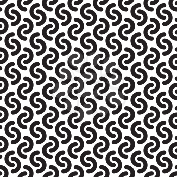 Monochrome Rounded lines seamless vector pattern. Black and white seamless vector background.