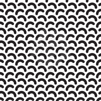 Monochrome Rounded lines seamless vector pattern. Black and white memphis seamless background.