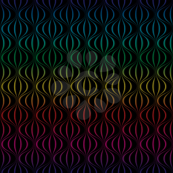 Colorful 3D Wavy lines seamless background. Multicolor seamless vector pattern for your design.