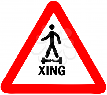 Royalty Free Clipart Image of a Hoverboard Crossing Sign