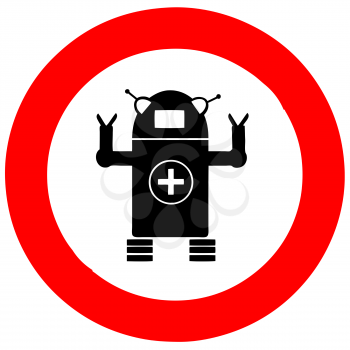 Royalty Free Clipart Image of a Robot Sign