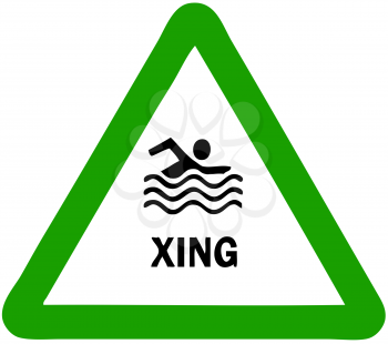 Royalty Free Clipart Image of a Swimmer Crossing Sign