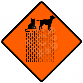 Royalty Free Clipart Image of a Raining Cats and Dogs Sign