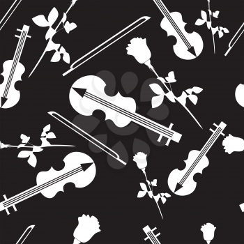 Vector. Seamless ornament with violin in color  18