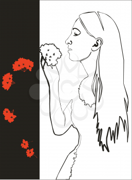 Girl with flower in black 03