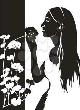 Girl with flower in black 04