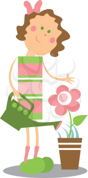 Vector. Girl with flower color 14