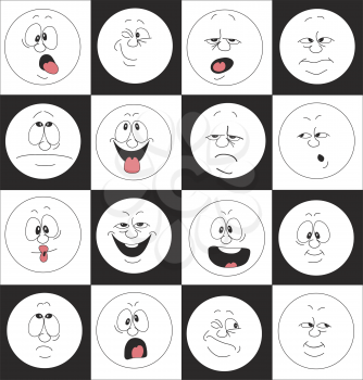 Vector. Emotion smiles set in box 002