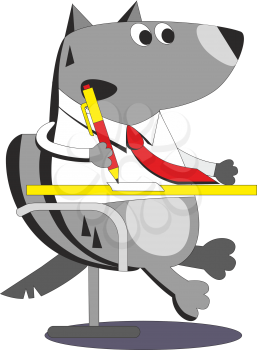 Cartoon wolf businessman isolated on white background, vector illustration 05