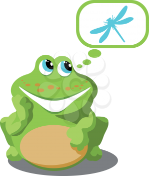 Vector. Frog with dragonfly 02