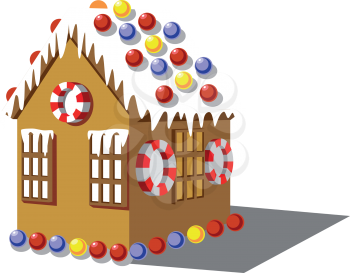 Vector. Gingerbread house color 01
