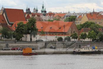 Panoramic view of old Prague town with Vltava river 7450