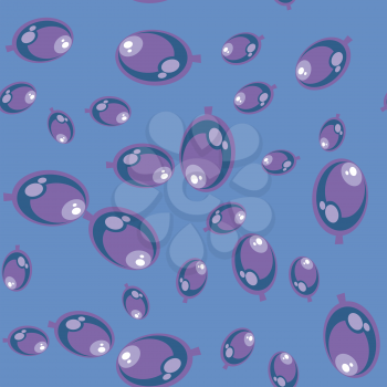 Repeating Pattern of violet air balloons. Blue background 601