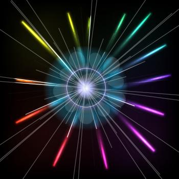 Abstract Colorful Magic Glow Ray Lights. Vector illustration