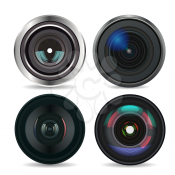 Set of Photo Lens isolated on white background. Vector