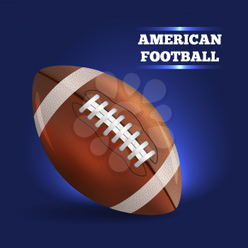 American Football ball isolated on blue background. Vector illustration
