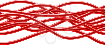 Red Cables on white. Seamless Background. Vector illustration