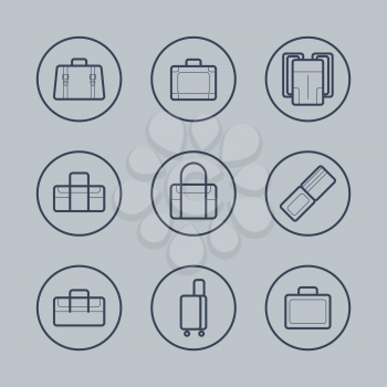 Luggage Flat design thin line icons set. Vector illustration