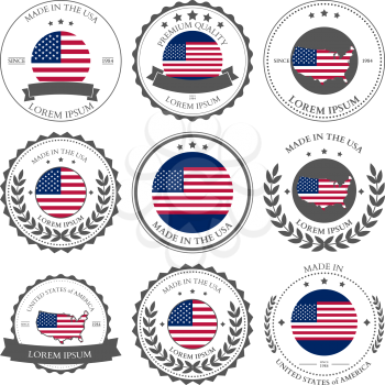 Made in USA, seals, badges. Vector illustration