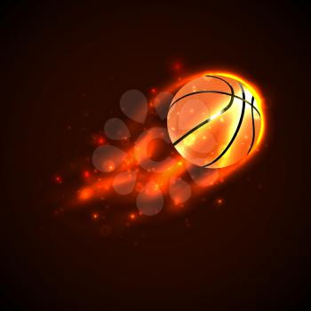 Basketball on fire with particles. Vector illustration