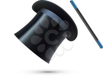 Magician Top Hat with stick. Vector illustration