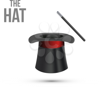 Magician Top Hat with stick. Vector illustration