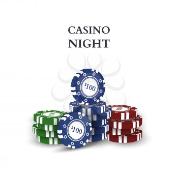 Casino chips isolated on white background. Vector illustration