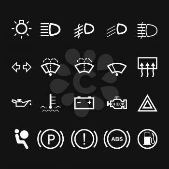 Car Indicator Icons. Vector illustration