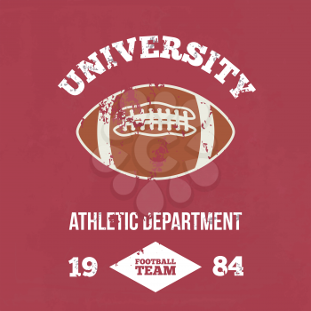 University football athletic dept. - Vintage print for sportswear apparel in custom colors