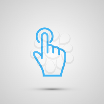 Hand with touching a button or pointing finger sign emblem vector illustration