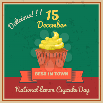 National Lemon Cupcake Day Retor Poster Vector Illustration