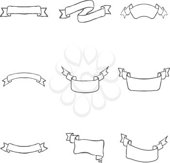 Vector set of grey business ribbons vintage style for design. Vector illustration