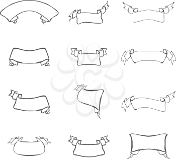 Vector set of grey business ribbons vintage style for design. Vector illustration